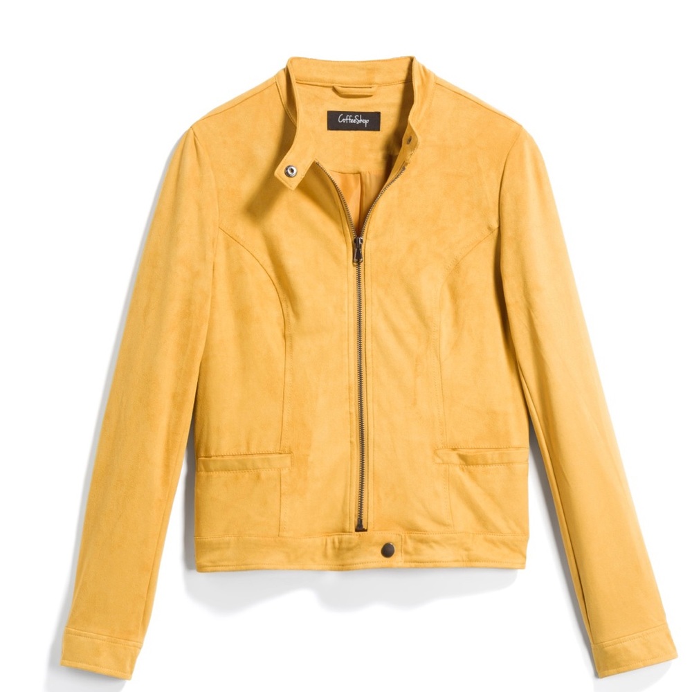Coffeeshop Valle Faux Suede Yellow Jacket Size L
